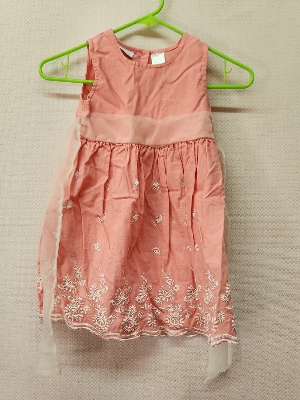 Blueberi Boulevard Coral Pink Embroidered Dress